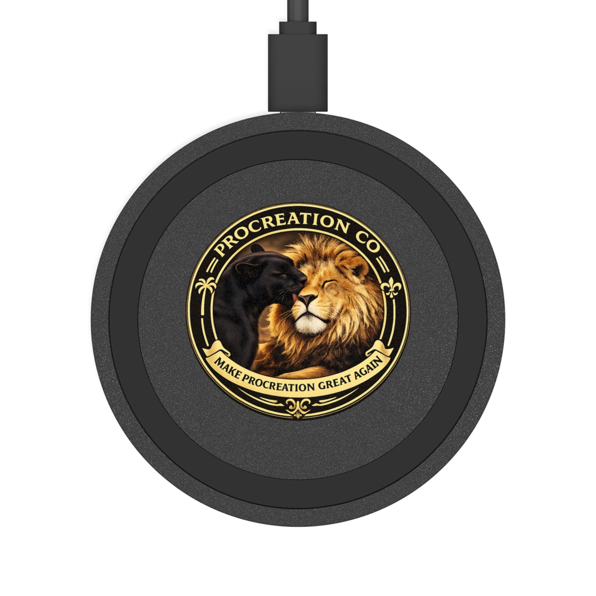 Lion & Panther Procreation Co. Wireless Charging Pad — 'Make Procreation Great Again' Power Mat