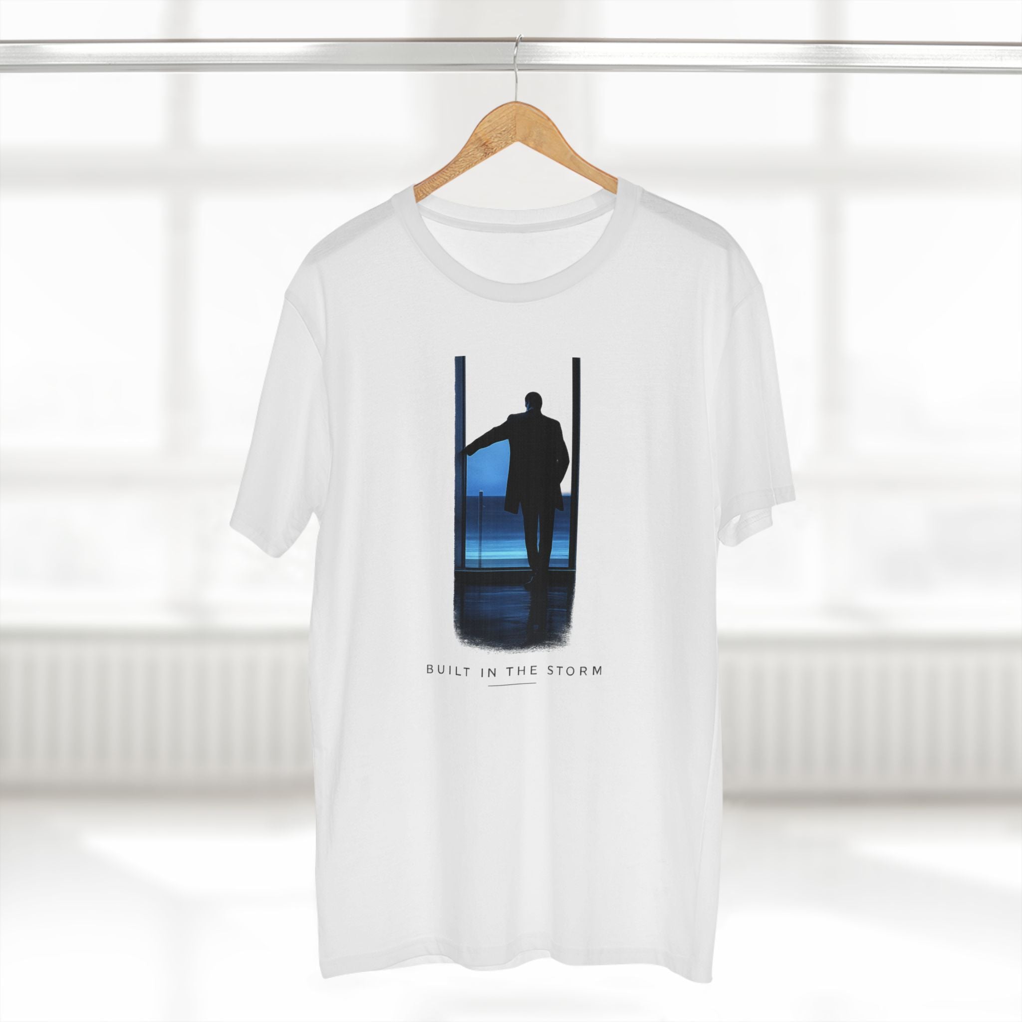 Built in the Storm T‑Shirt — Silhouette Motif, Moody Blue Graphic Tee
