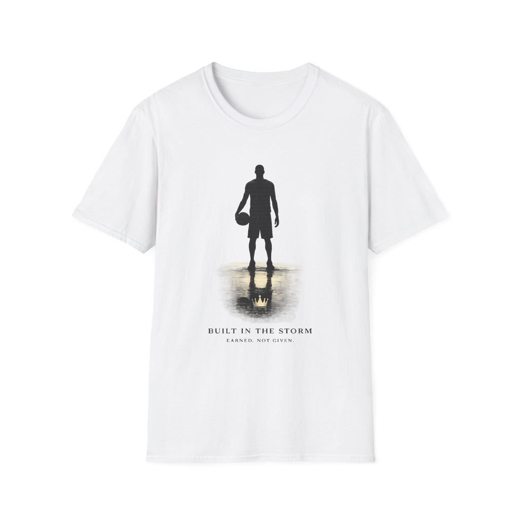 Basketball Silhouette T‑Shirt — "Built in the Storm" Inspirational Sports Tee