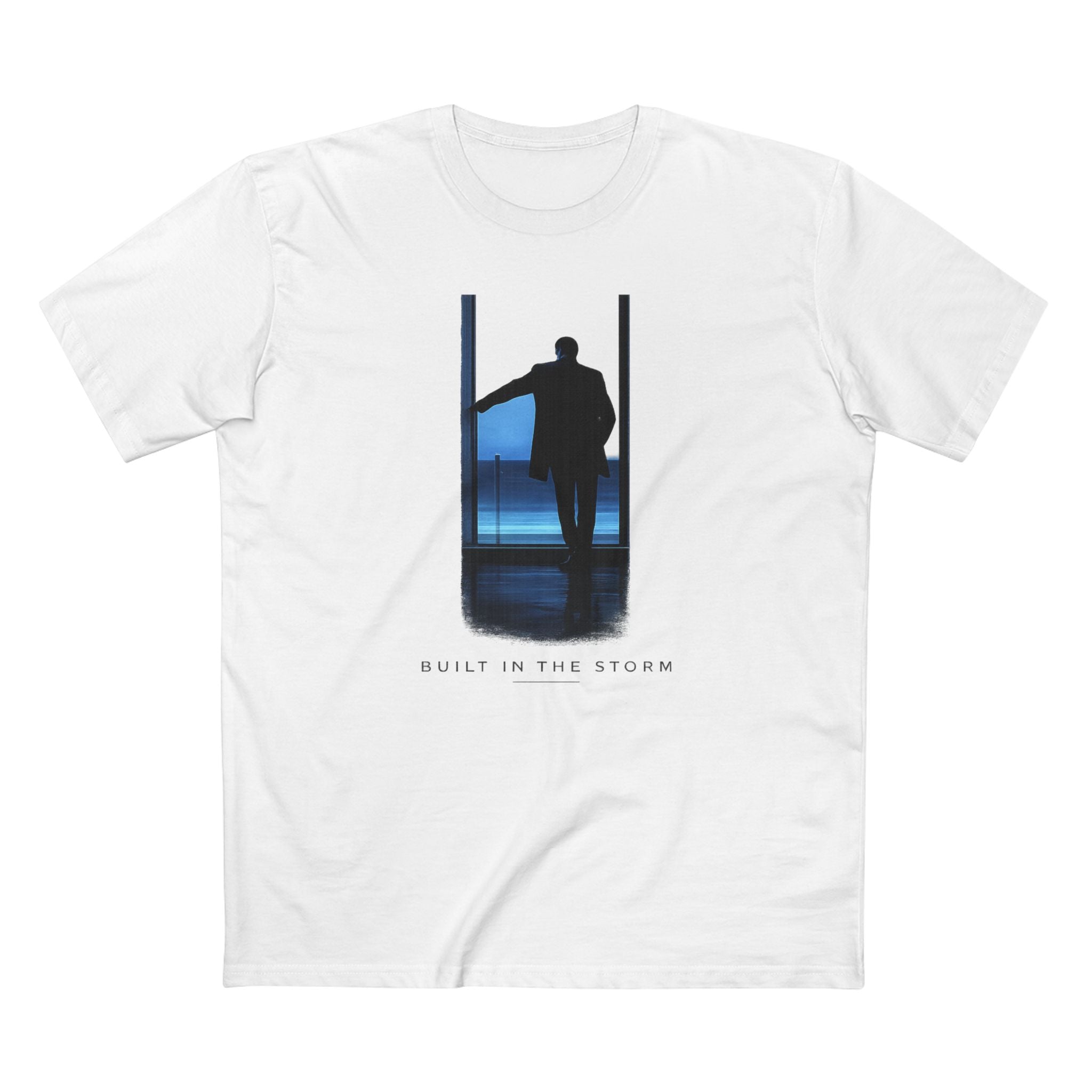 Built in the Storm T‑Shirt — Silhouette Motif, Moody Blue Graphic Tee